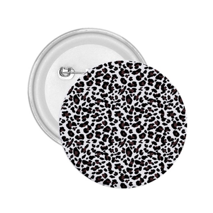 Leopard spots, white, brown black, animal fur print 2.25  Buttons