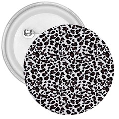 Leopard Spots, White, Brown Black, Animal Fur Print 3  Buttons by Casemiro