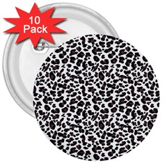 Leopard spots, white, brown black, animal fur print 3  Buttons (10 pack) 