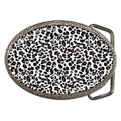 Leopard spots, white, brown black, animal fur print Belt Buckles