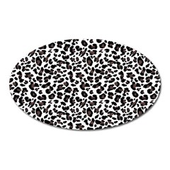 Leopard spots, white, brown black, animal fur print Oval Magnet