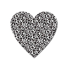 Leopard spots, white, brown black, animal fur print Heart Magnet