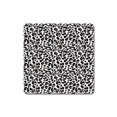 Leopard spots, white, brown black, animal fur print Square Magnet