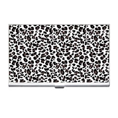 Leopard spots, white, brown black, animal fur print Business Card Holder