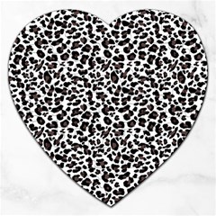 Leopard spots, white, brown black, animal fur print Jigsaw Puzzle (Heart)