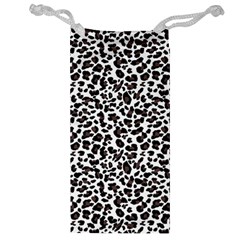 Leopard spots, white, brown black, animal fur print Jewelry Bag