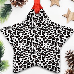 Leopard Spots, White, Brown Black, Animal Fur Print Star Ornament (two Sides) by Casemiro