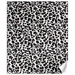 Leopard spots, white, brown black, animal fur print Canvas 8  x 10 