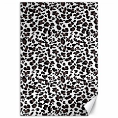 Leopard spots, white, brown black, animal fur print Canvas 12  x 18 