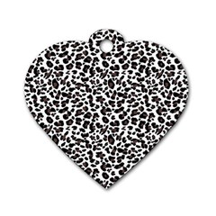 Leopard spots, white, brown black, animal fur print Dog Tag Heart (Two Sides)