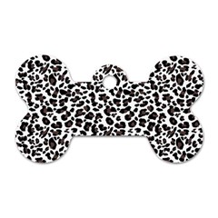 Leopard spots, white, brown black, animal fur print Dog Tag Bone (One Side)