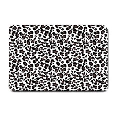 Leopard spots, white, brown black, animal fur print Small Doormat 