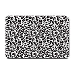 Leopard spots, white, brown black, animal fur print Small Doormat  24 x16  Door Mat