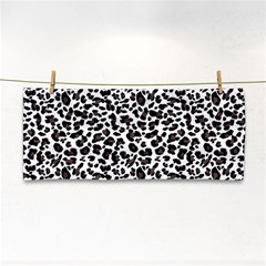 Leopard spots, white, brown black, animal fur print Hand Towel