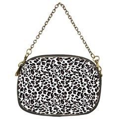 Leopard spots, white, brown black, animal fur print Chain Purse (Two Sides)