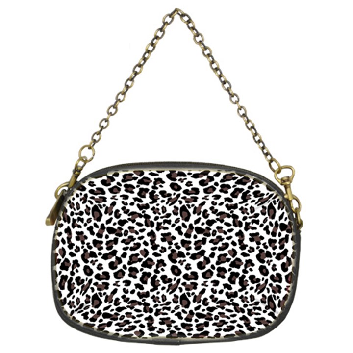 Leopard spots, white, brown black, animal fur print Chain Purse (Two Sides)