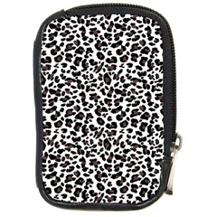 Leopard spots, white, brown black, animal fur print Compact Camera Leather Case