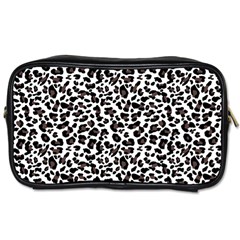 Leopard Spots, White, Brown Black, Animal Fur Print Toiletries Bag (two Sides) by Casemiro