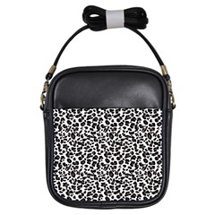 Leopard spots, white, brown black, animal fur print Girls Sling Bag