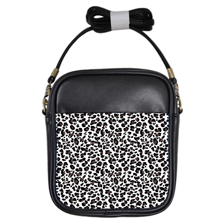 Leopard spots, white, brown black, animal fur print Girls Sling Bag