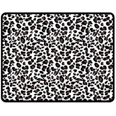 Leopard Spots, White, Brown Black, Animal Fur Print Fleece Blanket (medium)  by Casemiro