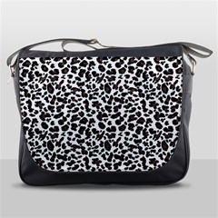 Leopard spots, white, brown black, animal fur print Messenger Bag