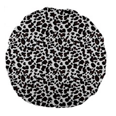 Leopard Spots, White, Brown Black, Animal Fur Print Large 18  Premium Round Cushions by Casemiro