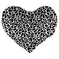 Leopard spots, white, brown black, animal fur print Large 19  Premium Heart Shape Cushions