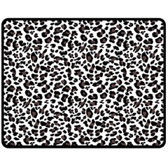 Leopard Spots, White, Brown Black, Animal Fur Print Double Sided Fleece Blanket (medium)  by Casemiro