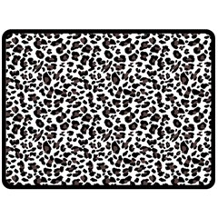 Leopard Spots, White, Brown Black, Animal Fur Print Double Sided Fleece Blanket (large)  by Casemiro