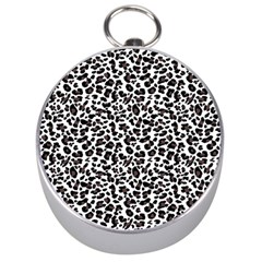 Leopard Spots, White, Brown Black, Animal Fur Print Silver Compasses by Casemiro