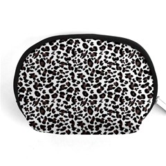 Leopard Spots, White, Brown Black, Animal Fur Print Accessory Pouch (medium) by Casemiro