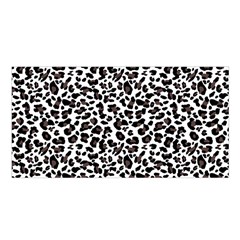 Leopard Spots, White, Brown Black, Animal Fur Print Satin Shawl by Casemiro