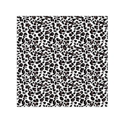 Leopard Spots, White, Brown Black, Animal Fur Print Small Satin Scarf (square) by Casemiro