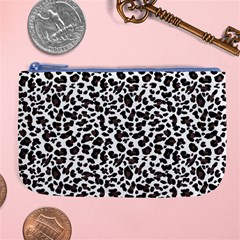 Leopard spots, white, brown black, animal fur print Large Coin Purse