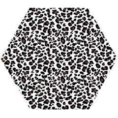 Leopard Spots, White, Brown Black, Animal Fur Print Wooden Puzzle Hexagon by Casemiro