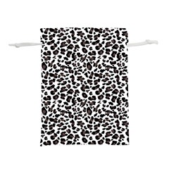 Leopard spots, white, brown black, animal fur print Lightweight Drawstring Pouch (S)