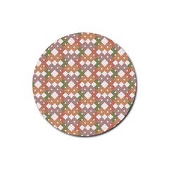 Squares And Diamonds Rubber Coaster (round)  by tmsartbazaar