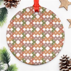 Squares And Diamonds Round Ornament (two Sides) by tmsartbazaar