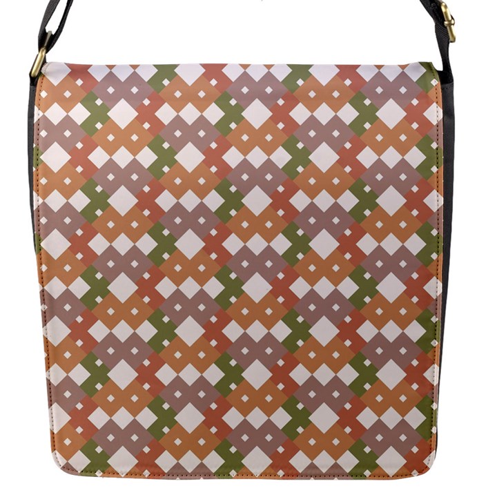 Squares And Diamonds Flap Closure Messenger Bag (S)