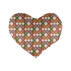 Squares And Diamonds Standard 16  Premium Flano Heart Shape Cushions by tmsartbazaar