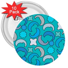 Cloudy Blue Moon 3  Buttons (10 pack) 