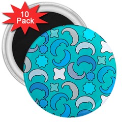 Cloudy Blue Moon 3  Magnets (10 pack) 