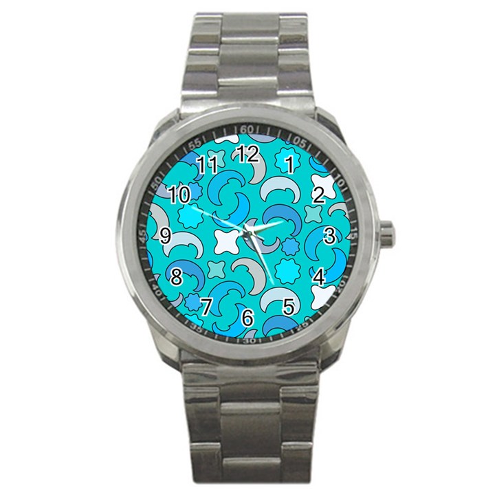 Cloudy Blue Moon Sport Metal Watch