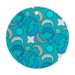 Cloudy Blue Moon Round Ornament (Two Sides)