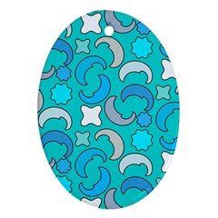 Cloudy Blue Moon Oval Ornament (Two Sides)