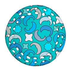 Cloudy Blue Moon Ornament (Round Filigree)