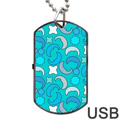 Cloudy Blue Moon Dog Tag USB Flash (Two Sides)