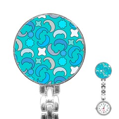 Cloudy Blue Moon Stainless Steel Nurses Watch