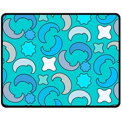 Cloudy Blue Moon Double Sided Fleece Blanket (medium)  by tmsartbazaar